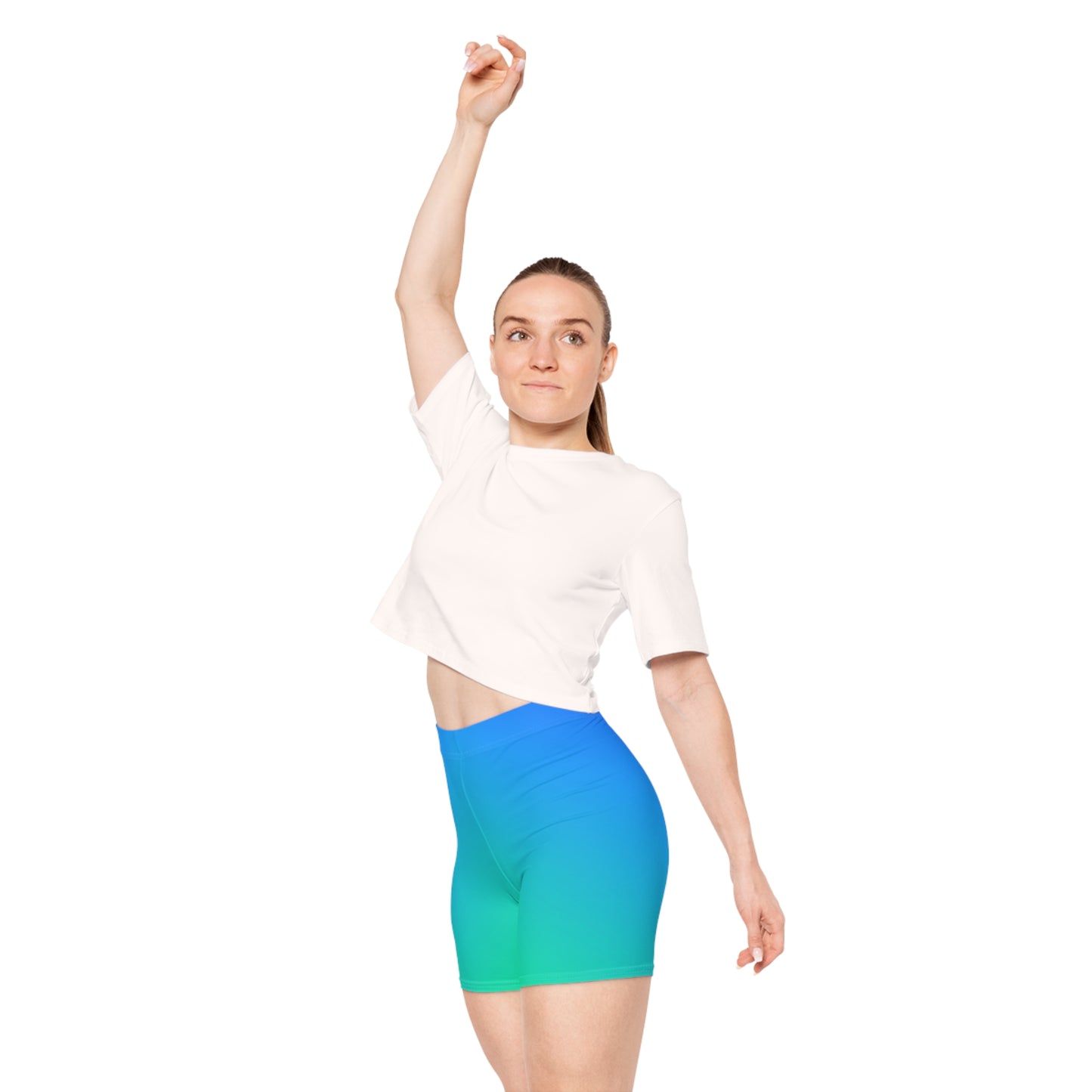 Blue Gradient Bike Shorts — Women's Ombre Activewear
