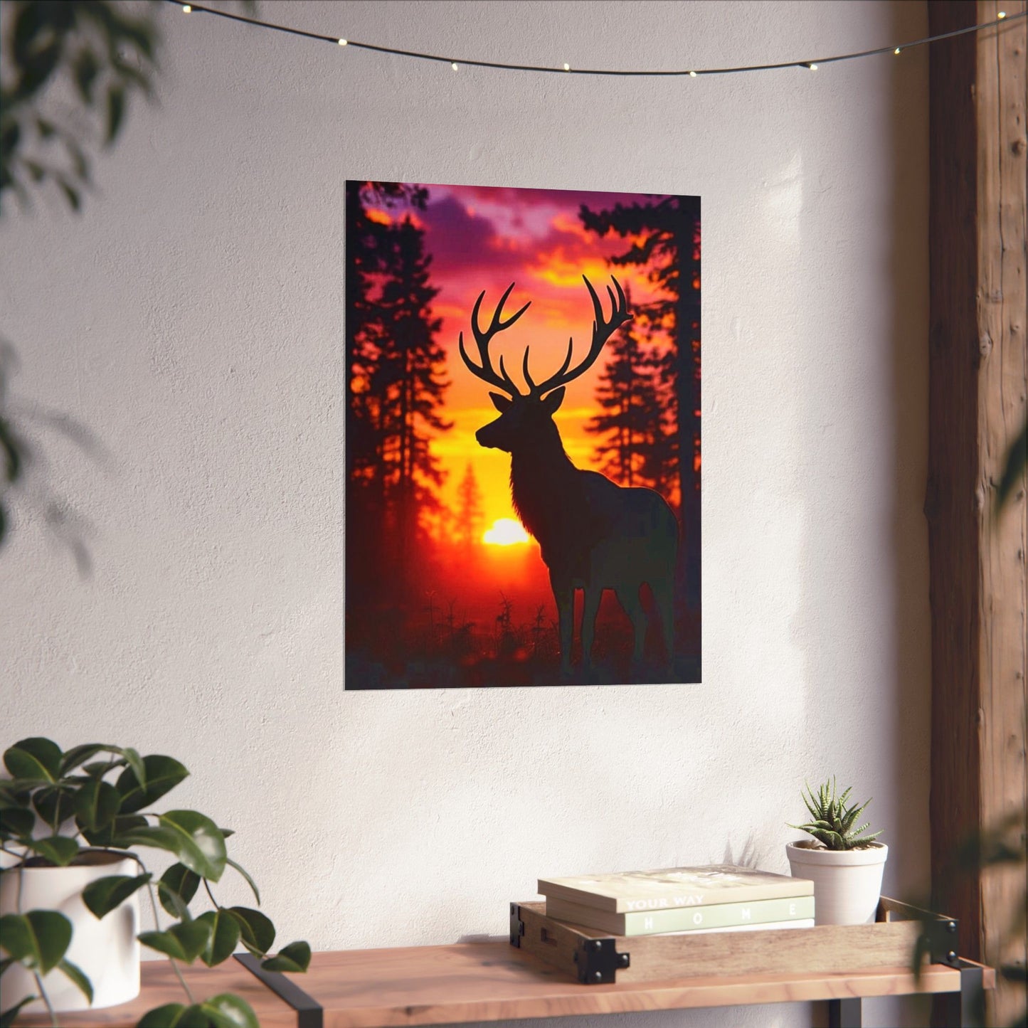 Sunset Deer Matte Poster