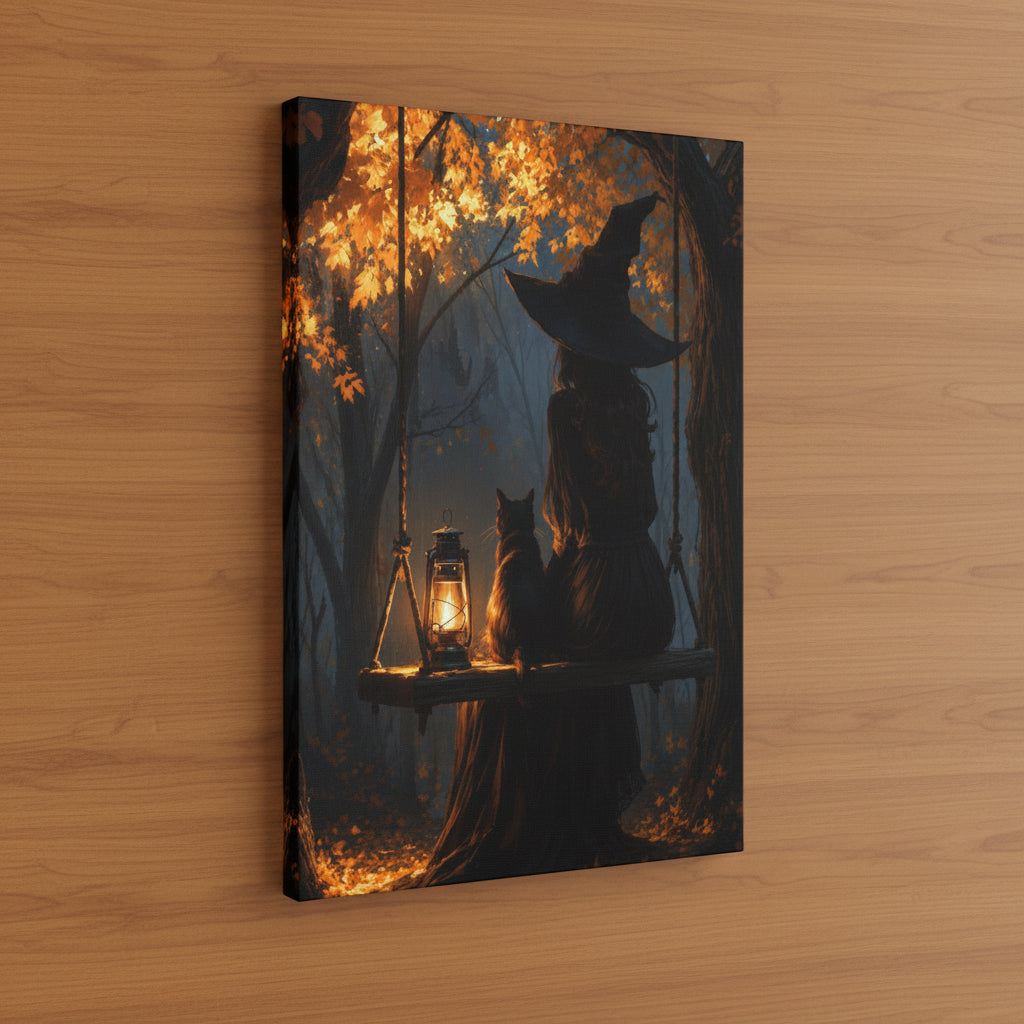 The Witch and her Cat Matte Canvas Wall Art
