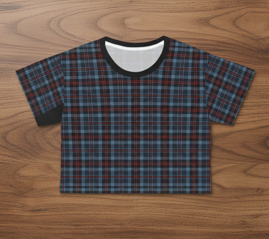 Highland Hearth Blue Plaid Crop Top
