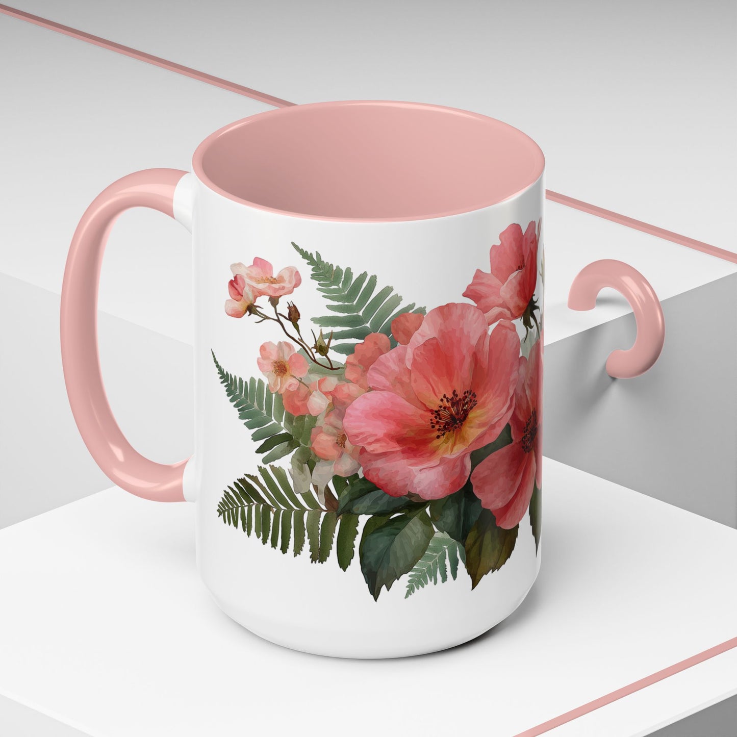 Pink Floral Bouquet 15oz Accent Coffee Mug