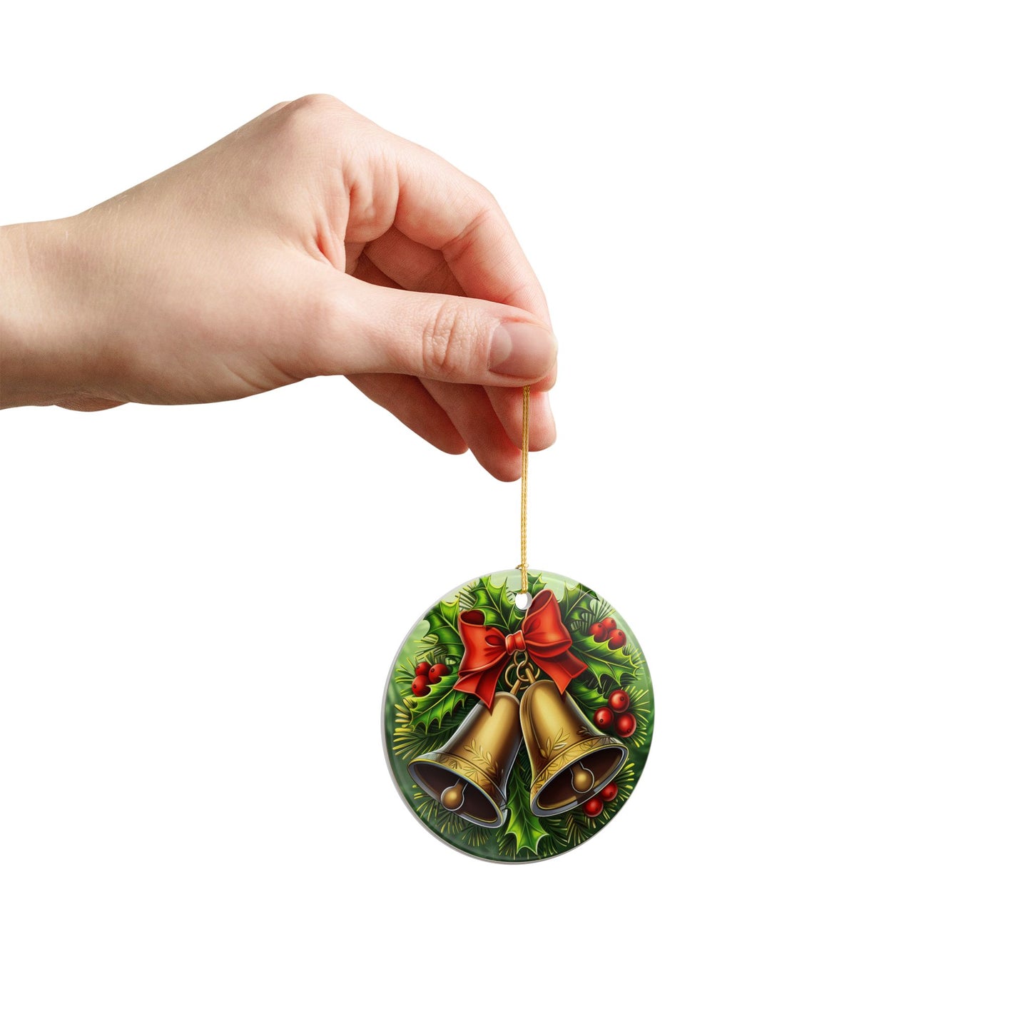 Golden Bells Ceramic Christmas Ornament