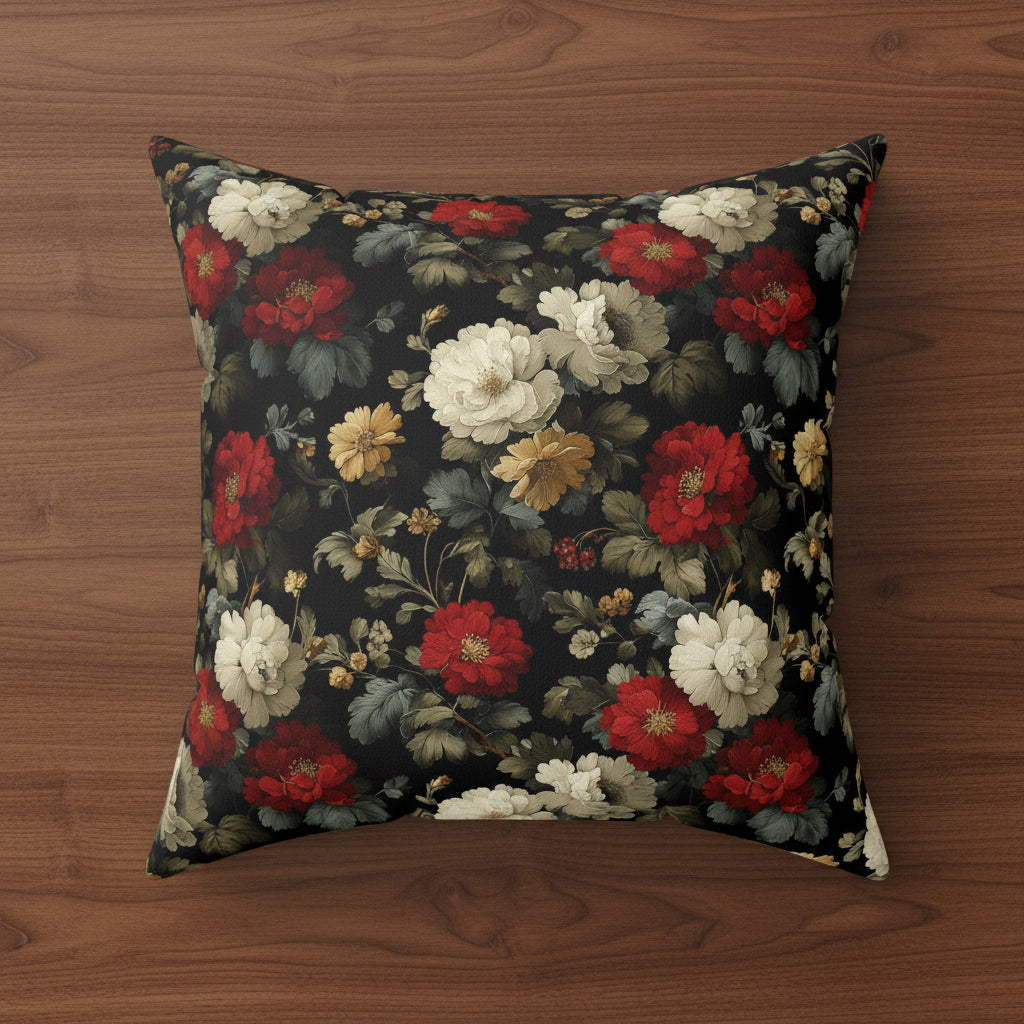 Vintage Roses Faux Suede Pillow