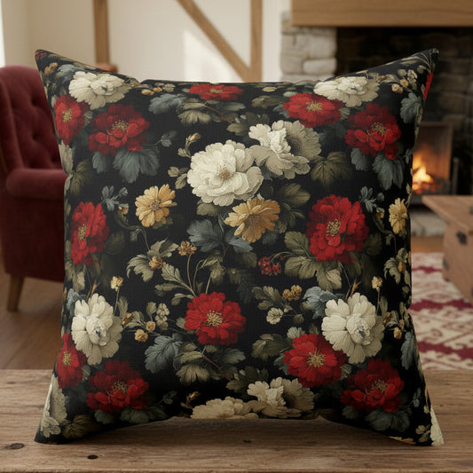 Vintage Roses Faux Suede Pillow