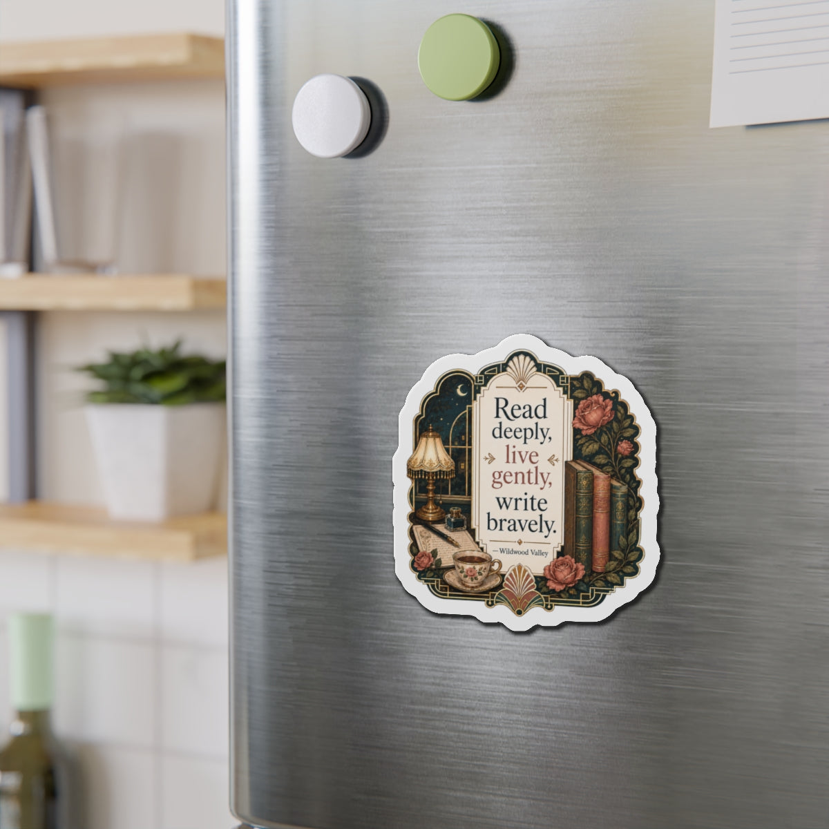 Read Deeply Live Gently Magnet — Literary Vintage Die-Cut Magnet