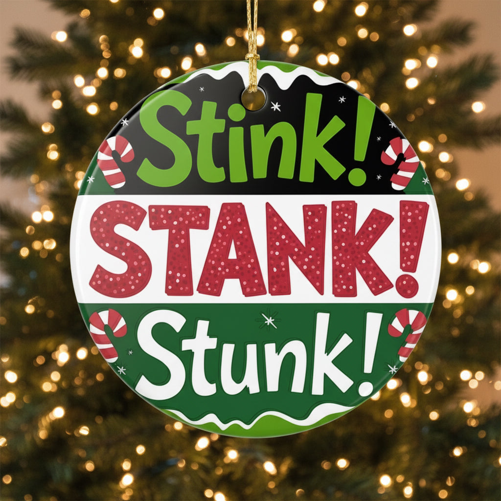 Stink! Stank! Stunk! Ceramic Christmas Ornament — Funny Holiday Tree Decoration