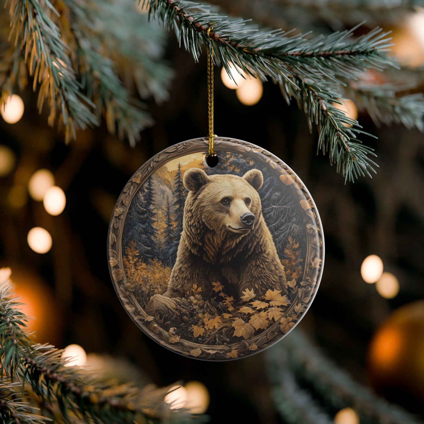 Grizzly Bear Christmas Ornament