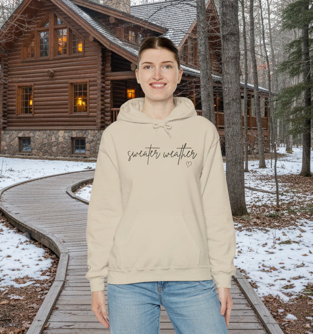 Sweater Weather Hoodie with Heart accent sleeve