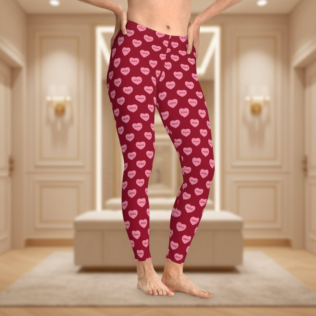 Valentine Conversation Hearts All-Over Print Leggings