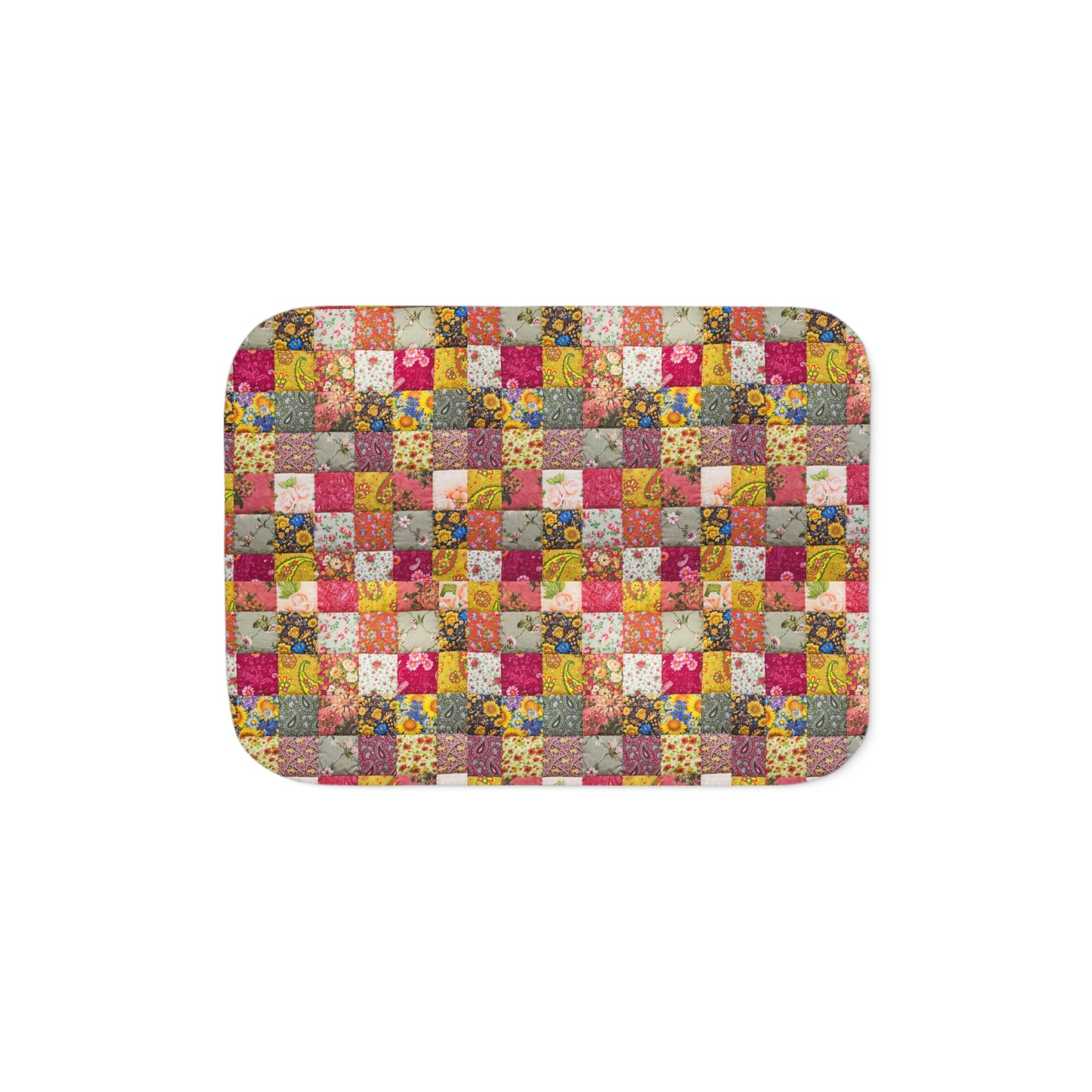 Floral Patchwork Sherpa Blanket