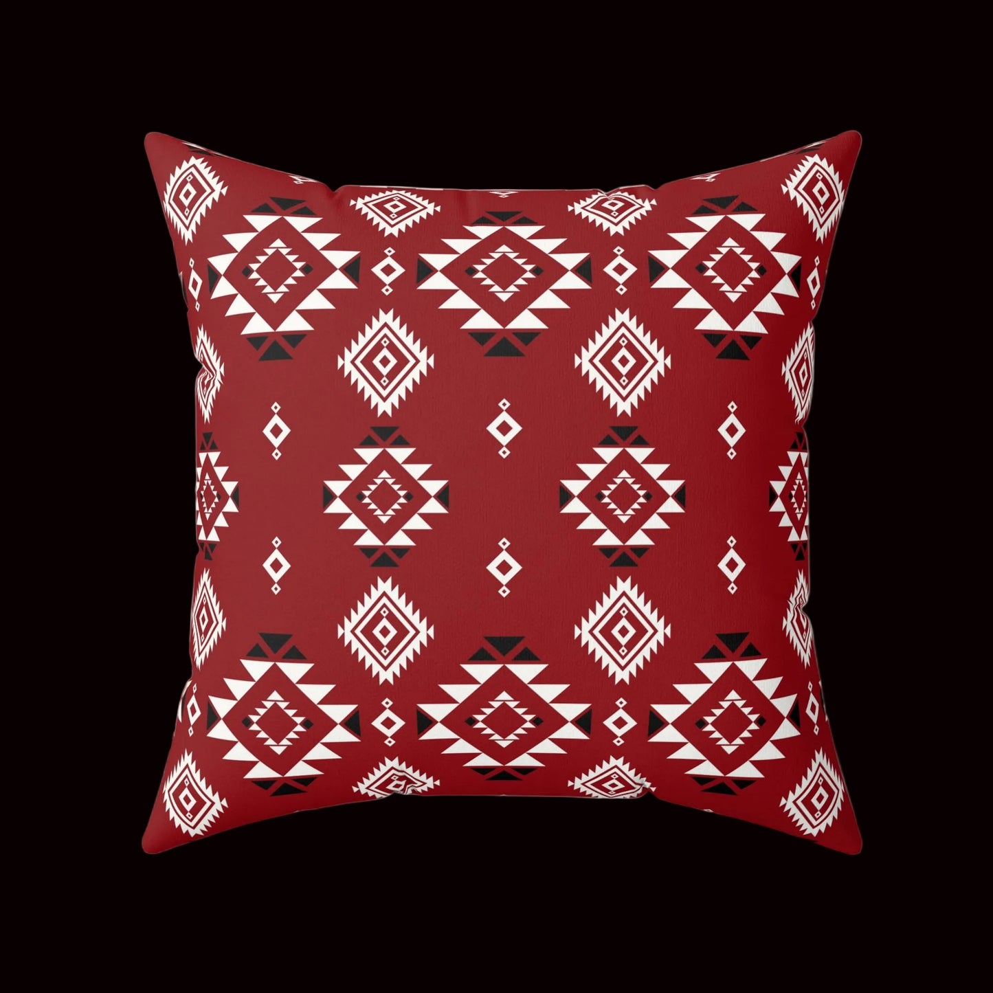 Crimson Tribal Motif Faux Suede Pillow