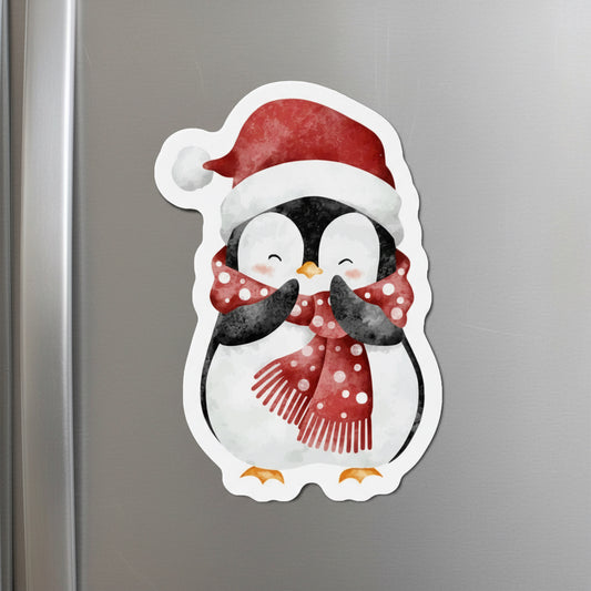 Penguin with Polka-Dot Scarf Fridge Magnet