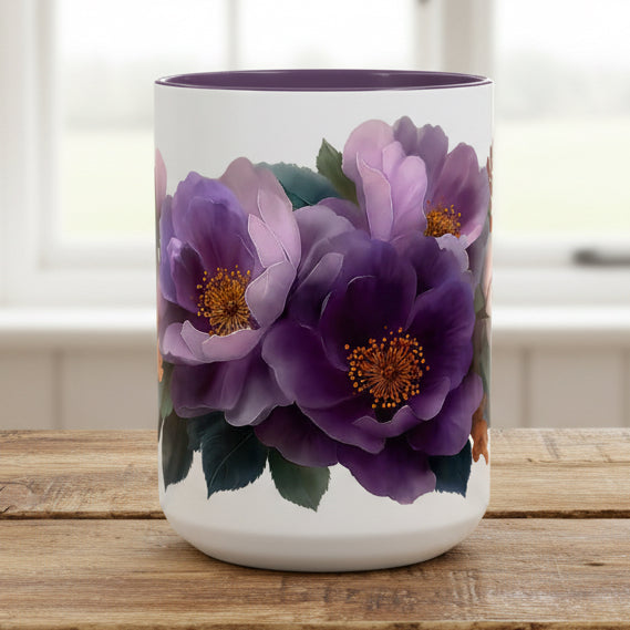 Purple Floral Bouquet 15oz Accent Coffee Mug