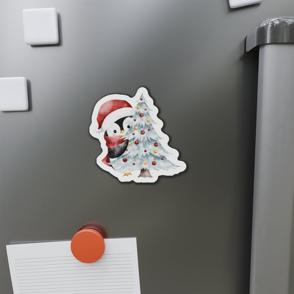 Penguin with Christmas Tree Fridge Magnet