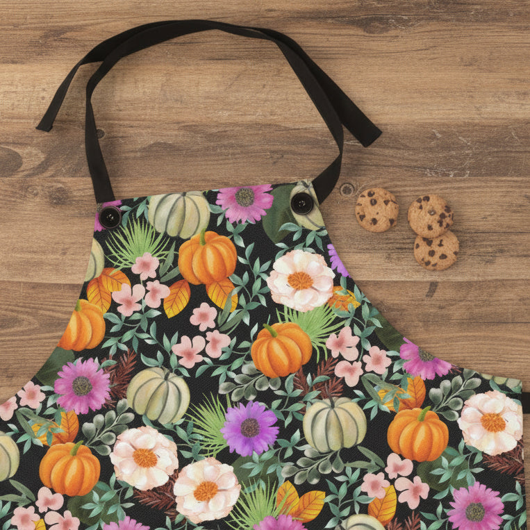 Autumn Pumpkin Floral Apron