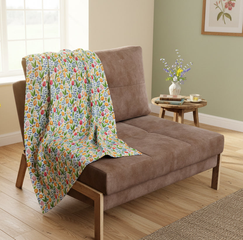 Easter Floral Fleece Throw