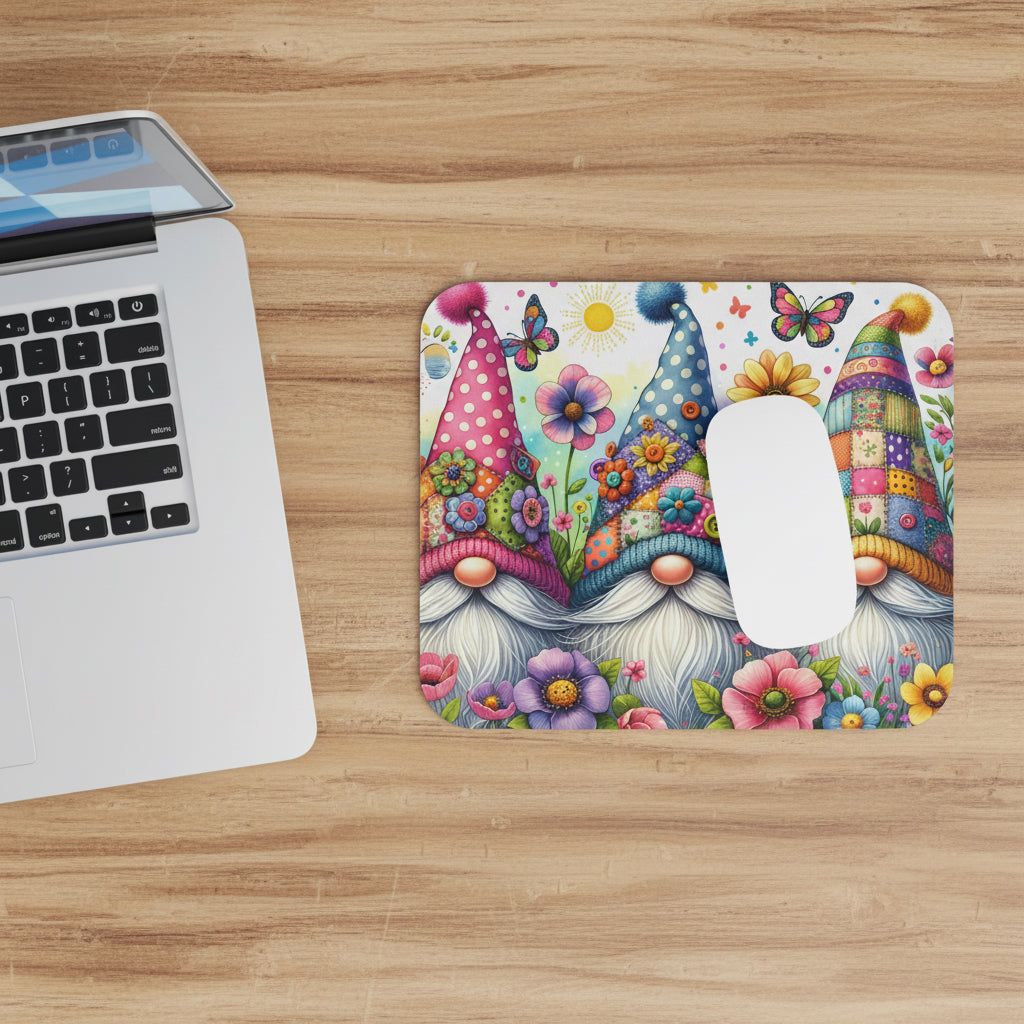 Whimsical Garden Gnomes Mouse Pad