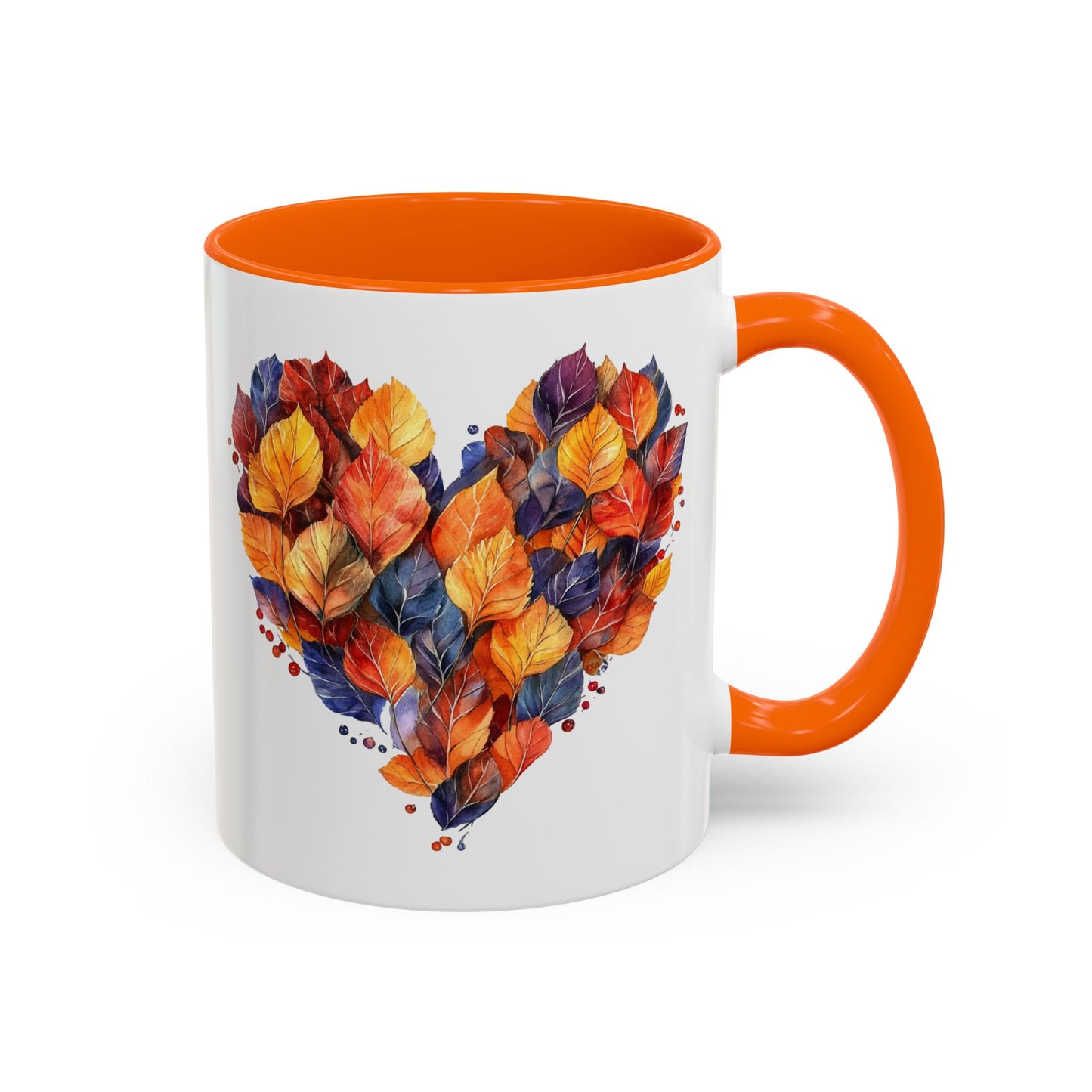 Autumn Leaf Heart Accent Coffee Mug | 11oz or 15oz