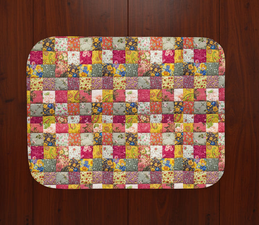 Floral Patchwork Sherpa Blanket — Beige or Grey Reverse