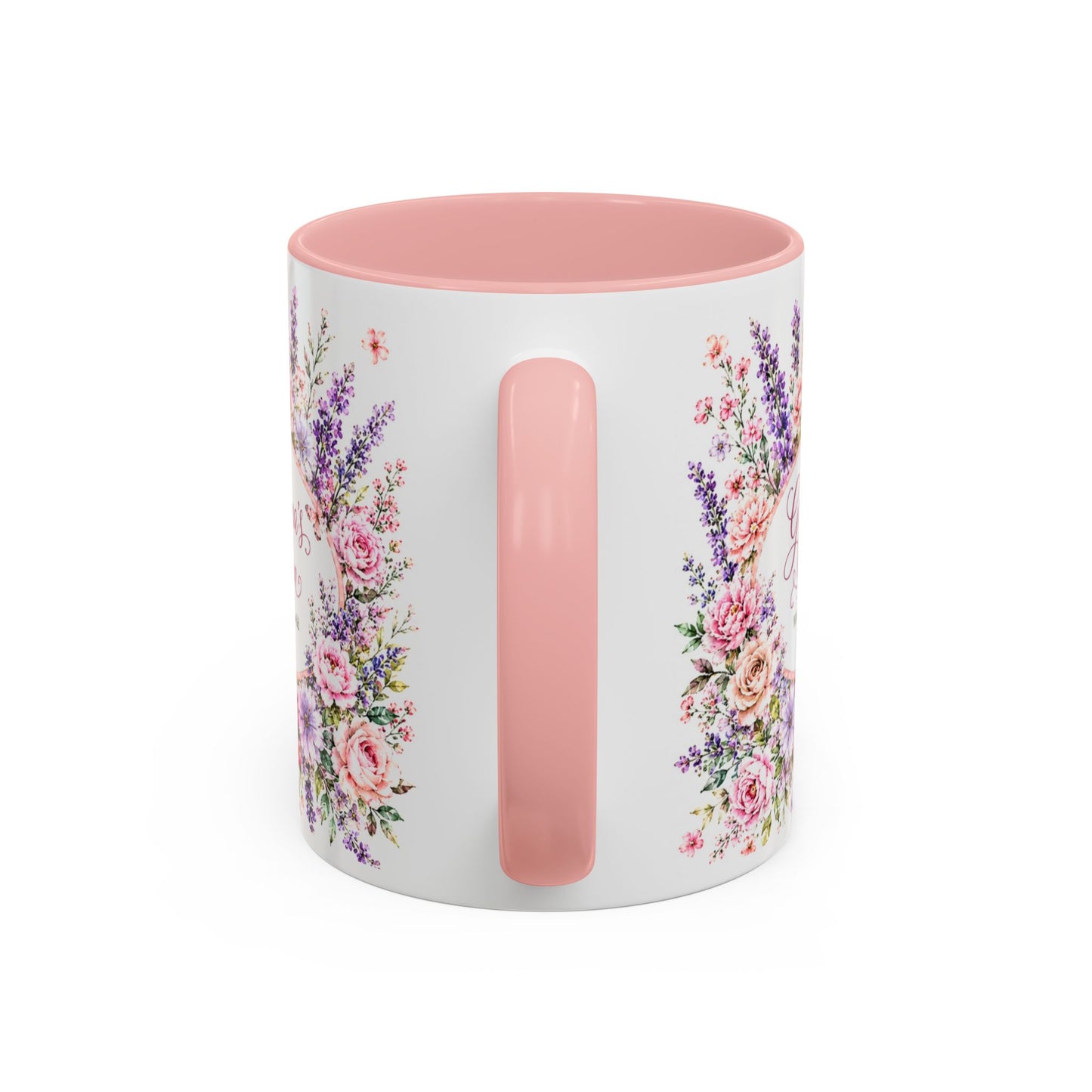 Grandma’s Garden Floral Accent Coffee Mug — 'Where Love Grows Wild' Pink Interior (11/15oz)