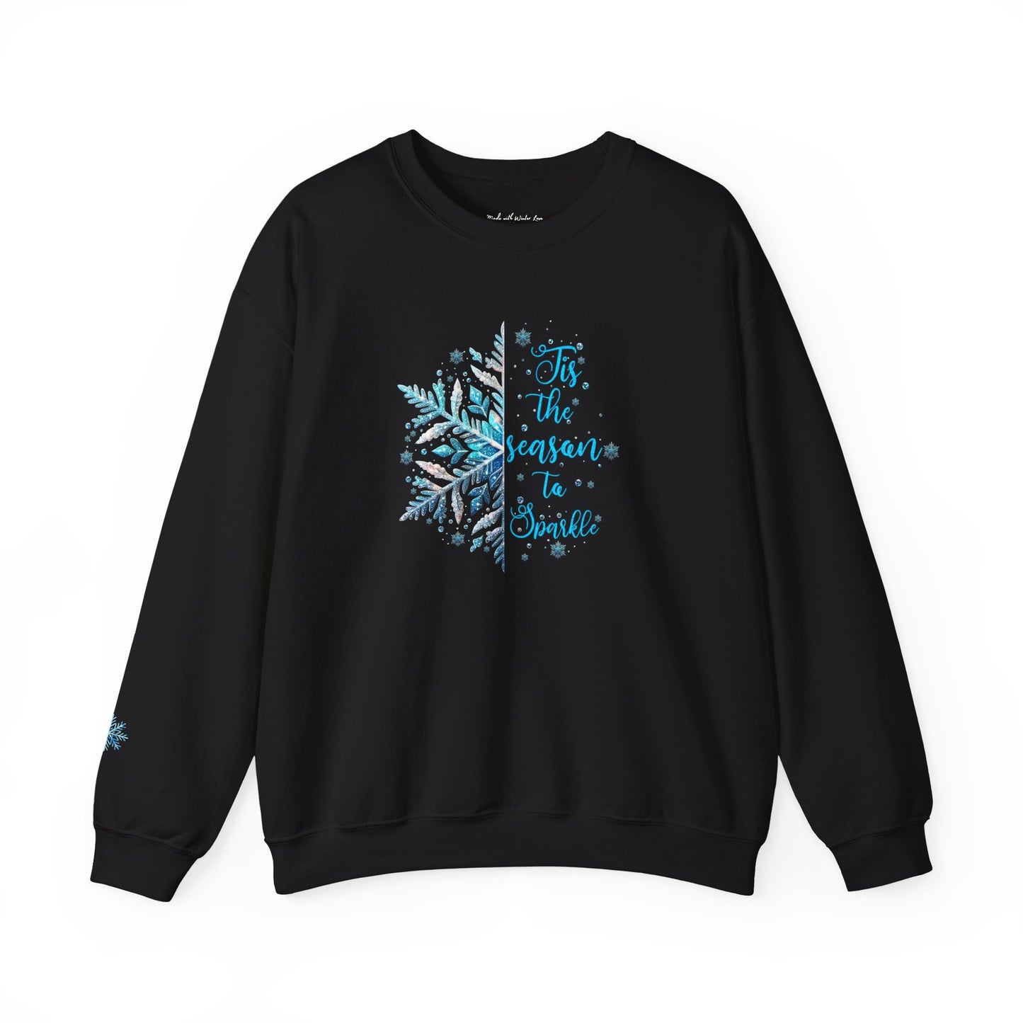 "Tis the Season to Sparkle" Sweatshirt with Snowflake Accent Sleeve