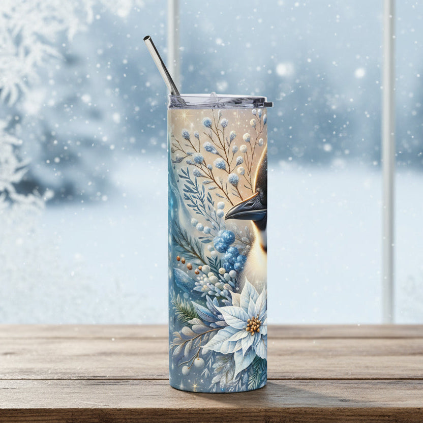 Penguin Winter Floral 20oz Skinny Tumbler with Straw