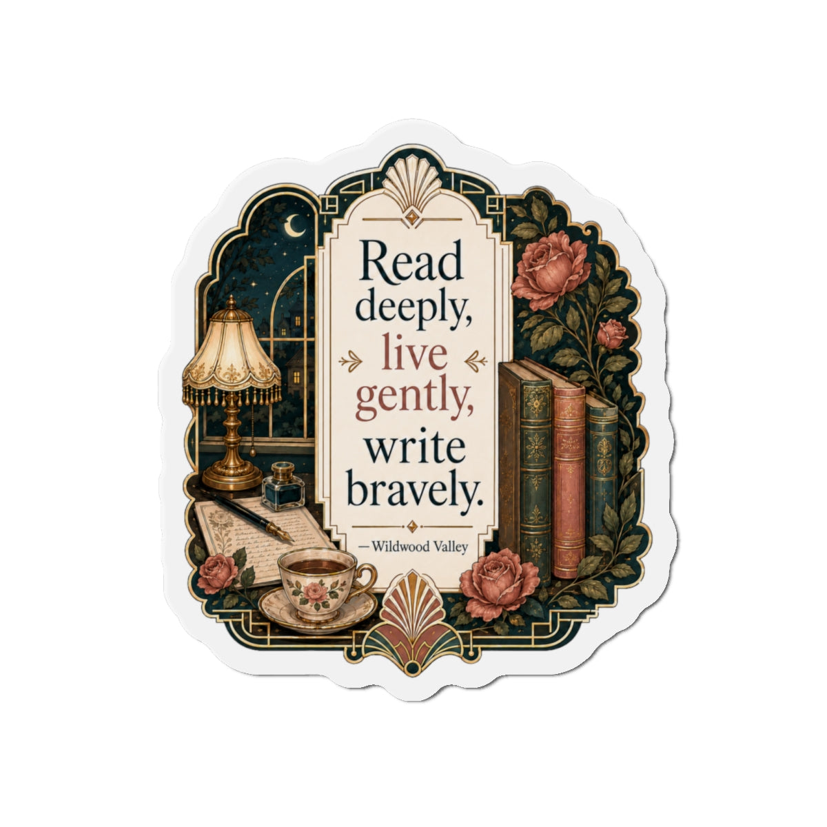 Read Deeply Live Gently Magnet — Literary Vintage Die-Cut Magnet