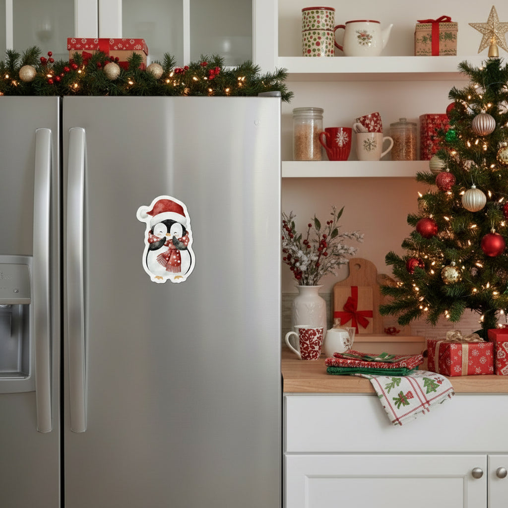 Penguin with Polka-Dot Scarf Fridge Magnet