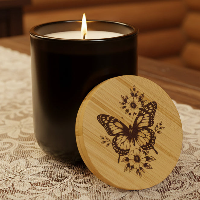 Wildwood Valley Butterfly 14oz Engraved Soy Candle | Scented Gift Candle