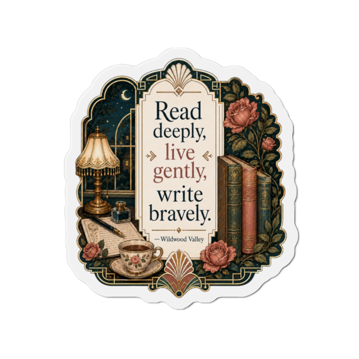 Read Deeply Live Gently Magnet — Literary Vintage Die-Cut Magnet