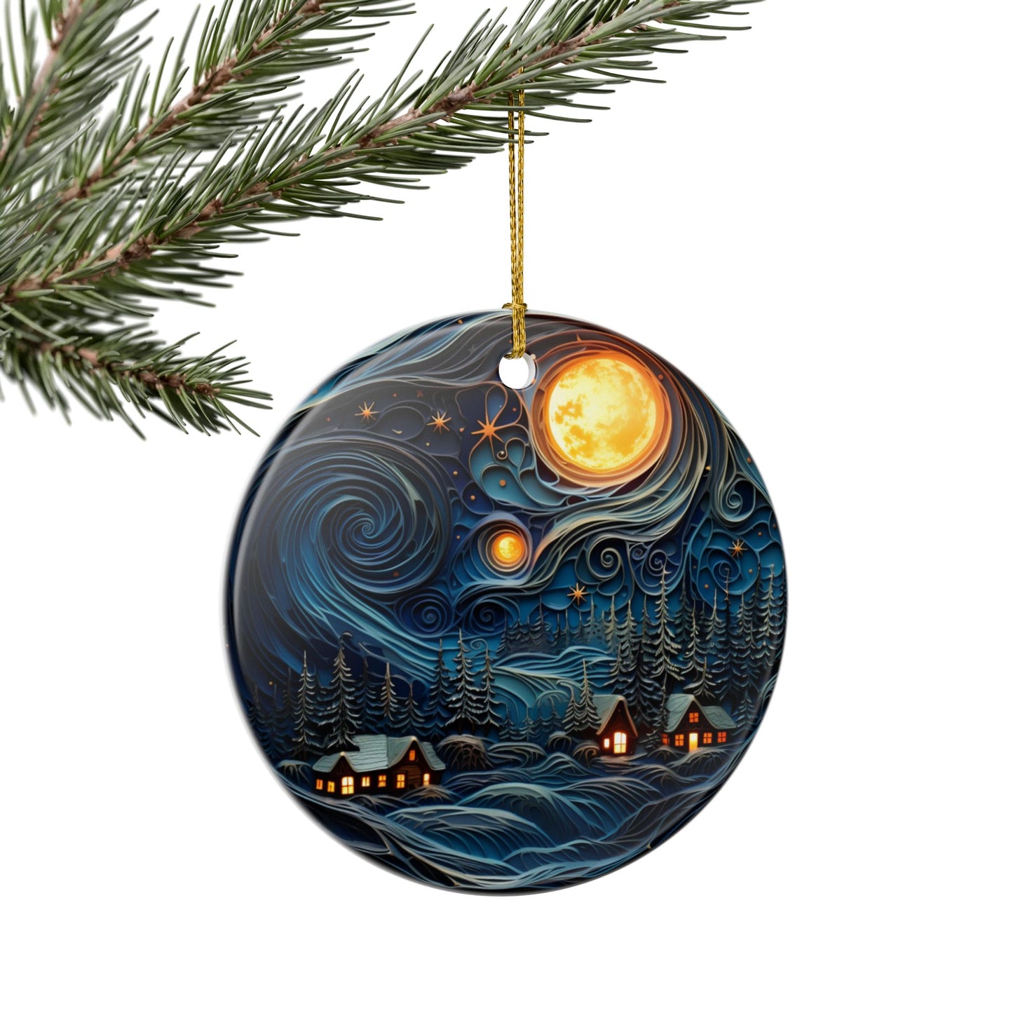 Midwinter Sky Ceramic Christmas Ornament