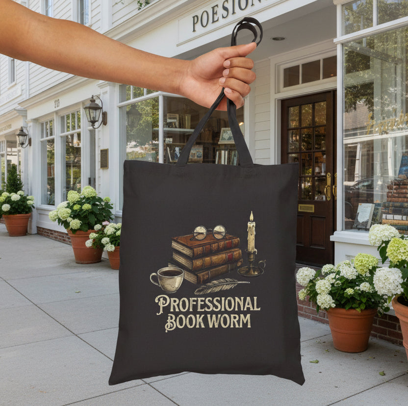 Professional Bookworm Vintage Books & Tea Literary Tote