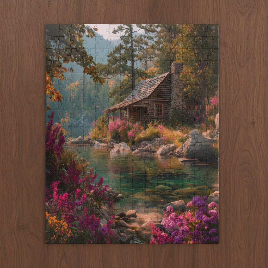 Scenic Lakeside Cabin Jigsaw Puzzle — 110/252/529/1014 pcs