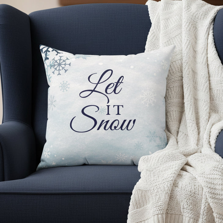 Let It Snow Faux Suede Pillow