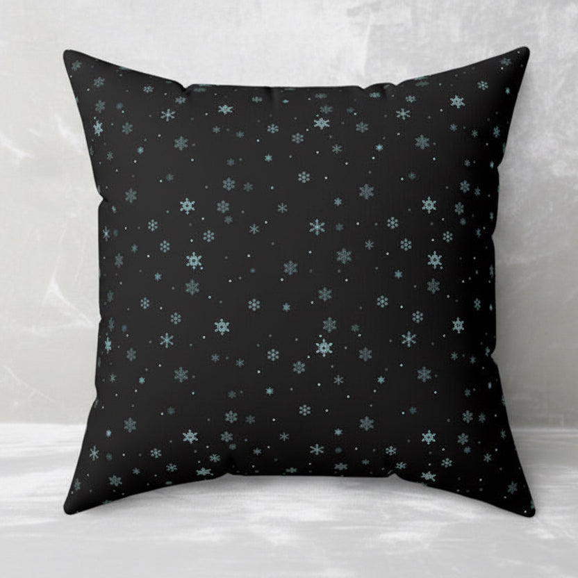 Midnight Snowflakes Faux Suede Pillow