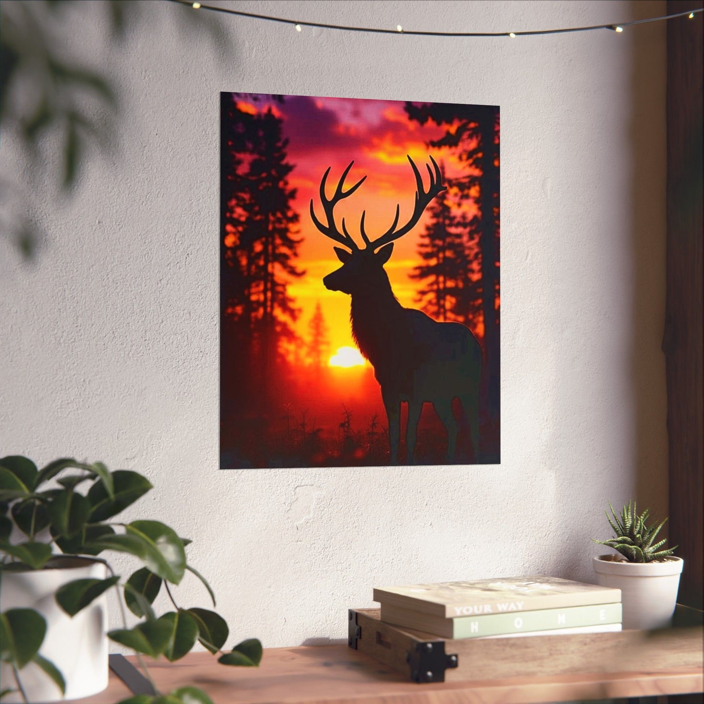 Sunset Deer Matte Poster