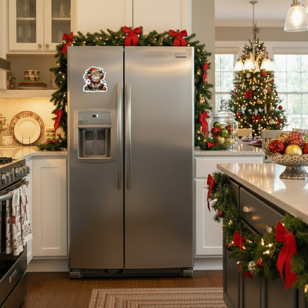 Christmas Santa with Holiday Lights Magnet