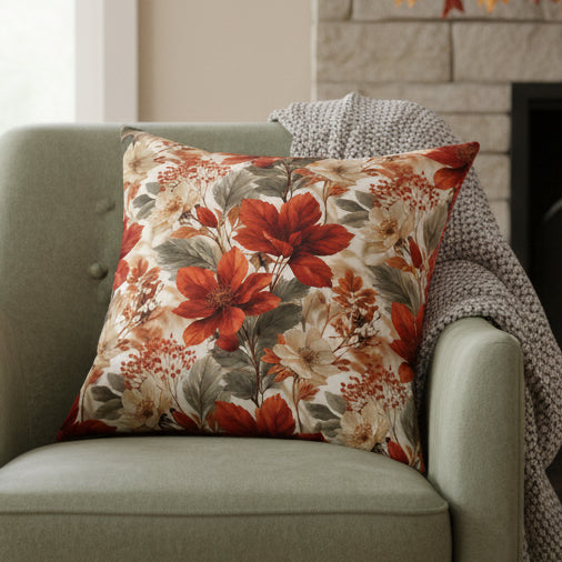 Autumn Foliage Faux Suede Pillow