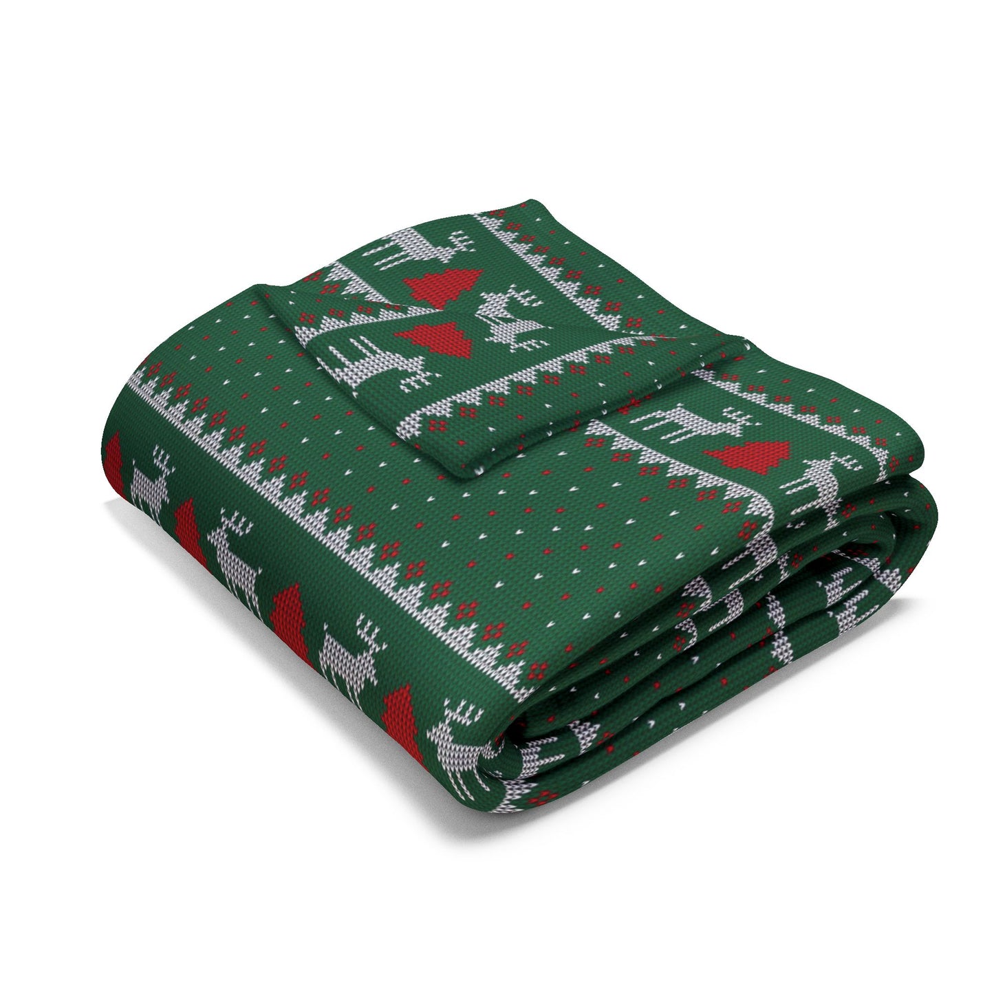 Fair Isle Reindeer Christmas Holiday Fleece Blanket