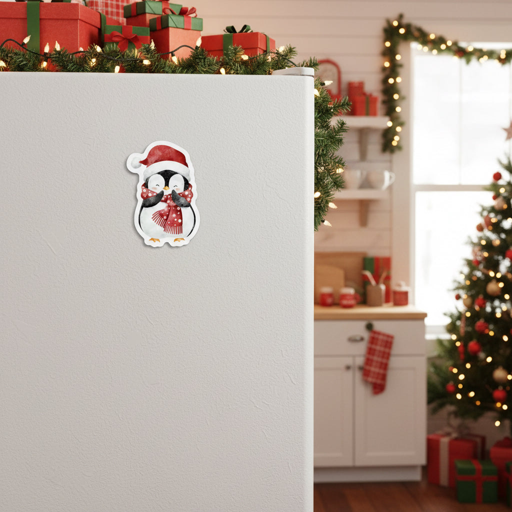 Penguin with Polka-Dot Scarf Fridge Magnet