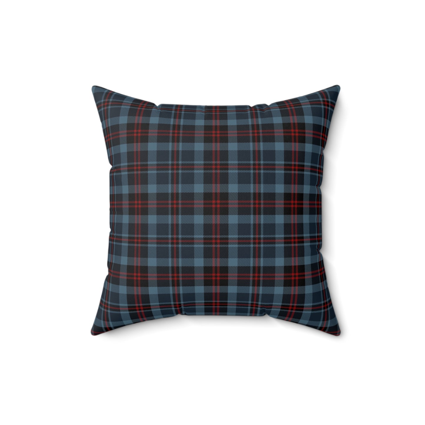 Highland Hearth Blue Plaid Faux Suede Pillow