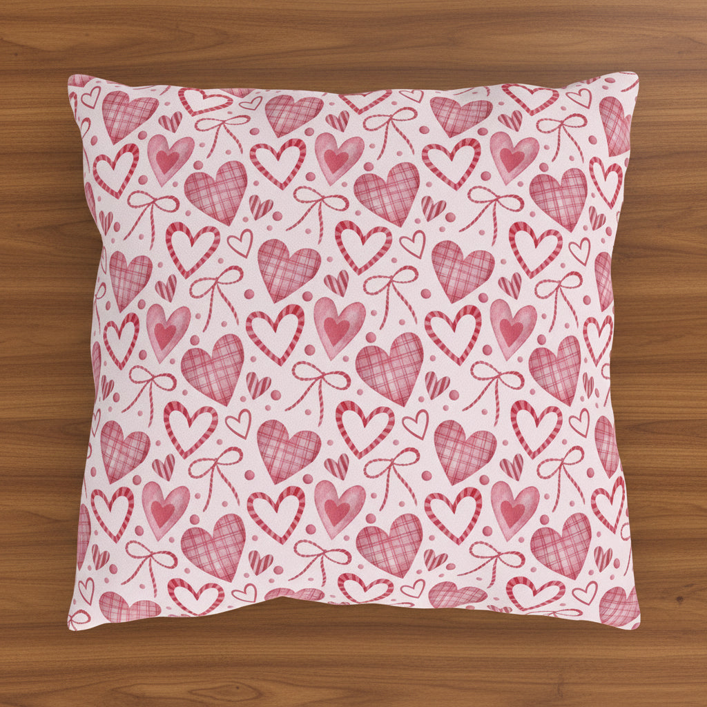 Pink Hearts & Ribbons Valentine Throw Pillow