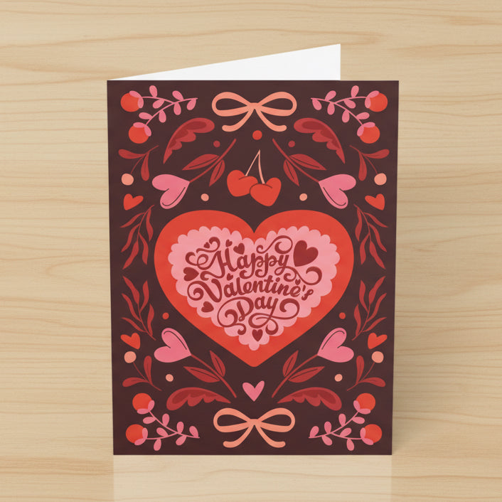 Valentine's Day Heart Greeting Card - Pack of 1 or 10
