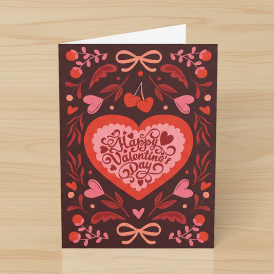 Valentine's Day Heart Greeting Card - Pack of 1 or 10