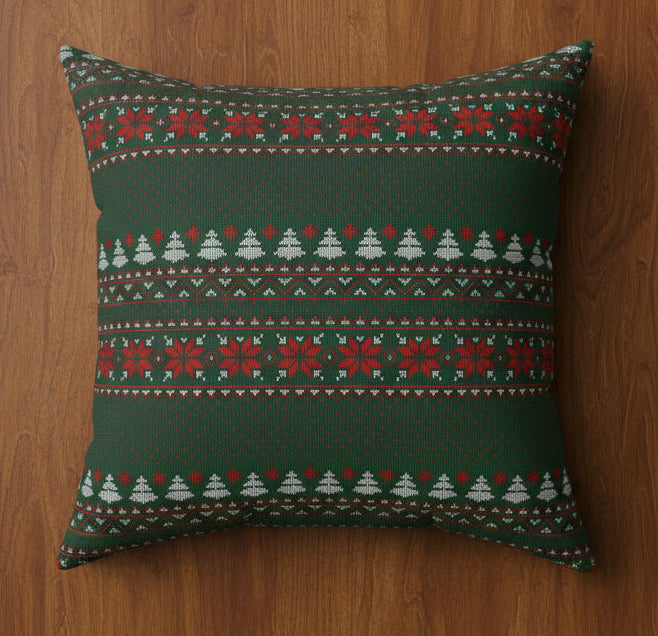 Christmas Fair Isle Faux Suede Pillow