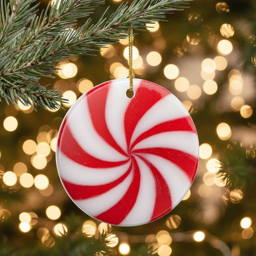 Peppermint Swirl Ceramic Ornament