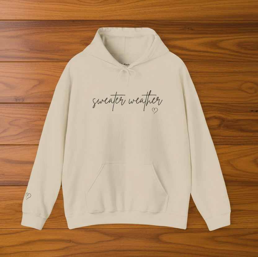 Sweater Weather Hoodie with Heart accent sleeve