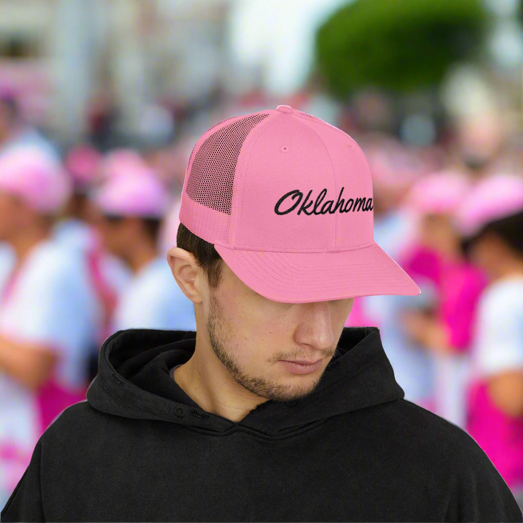 Oklahoma Black Embroidered Mesh Back Baseball Cap