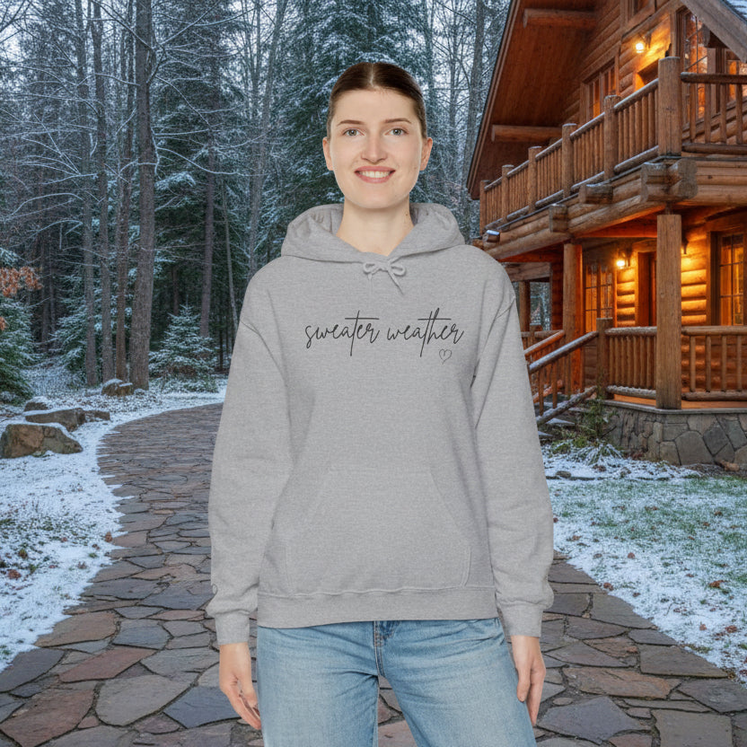 Sweater Weather Hoodie with Heart accent sleeve