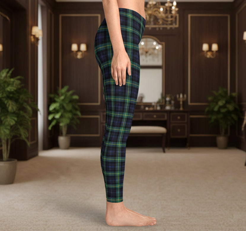 Green and Navy Plaid Leggings